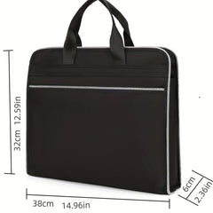 Denim Business Briefcase Handbag For Men Meeting Office Zippered Organizer