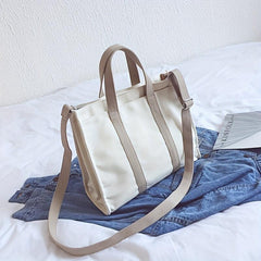 Canvas Shoulder Tote Bag Large Capacity for Students