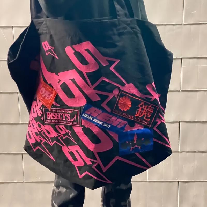 Y2k Men's Tote Bag Hip Hop Shoulder Bag Canvas Large Capacity