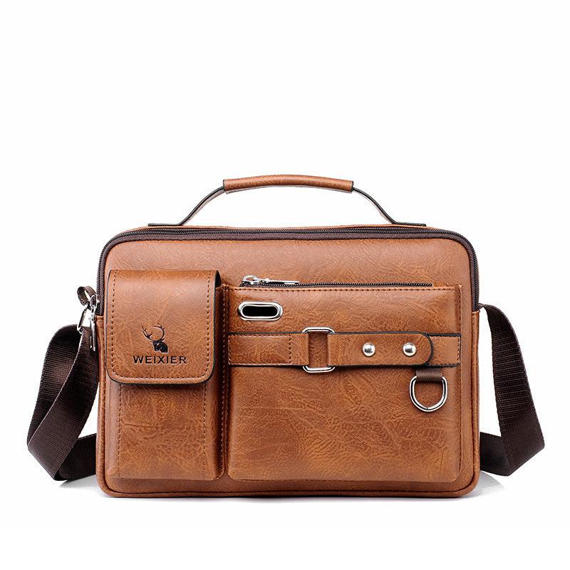 WEIXIER Men's PU Crossbody Bag for Business and Casual Use