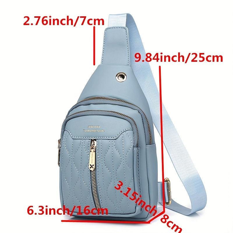 Embroidered Geometric Pattern Chest Bag for Women