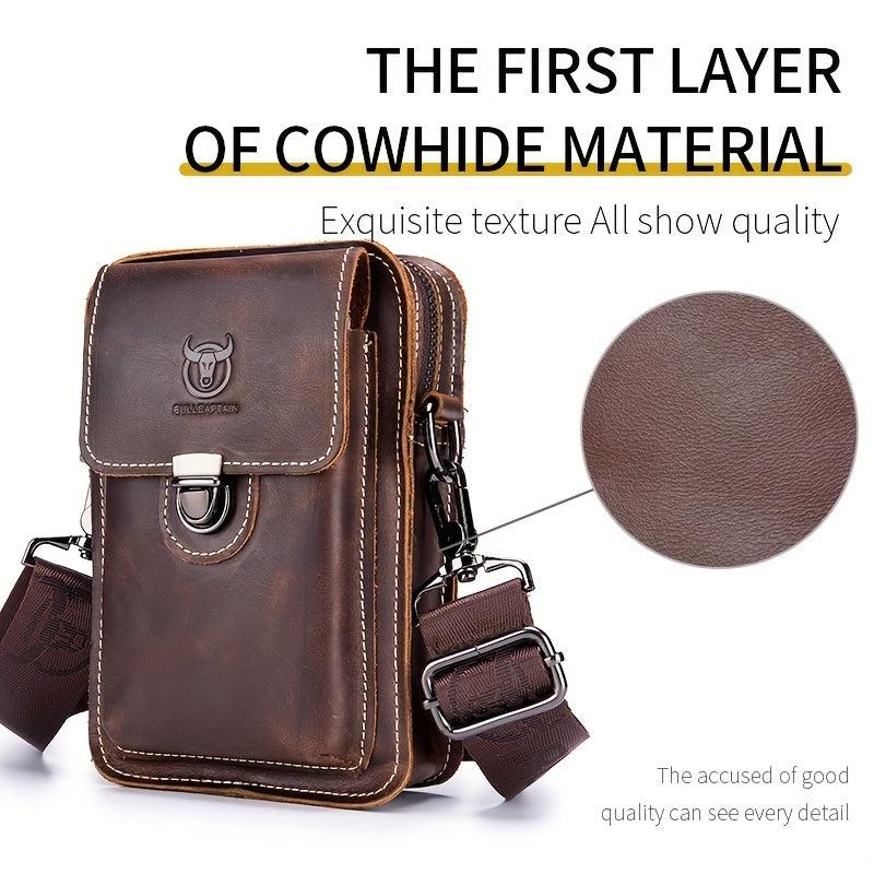 Men's Large Capacity Shoulder Bag Crazy Horse Leather Retro Casual Phone Bag