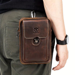 Men's Large Capacity Shoulder Bag Crazy Horse Leather Retro Casual Phone Bag