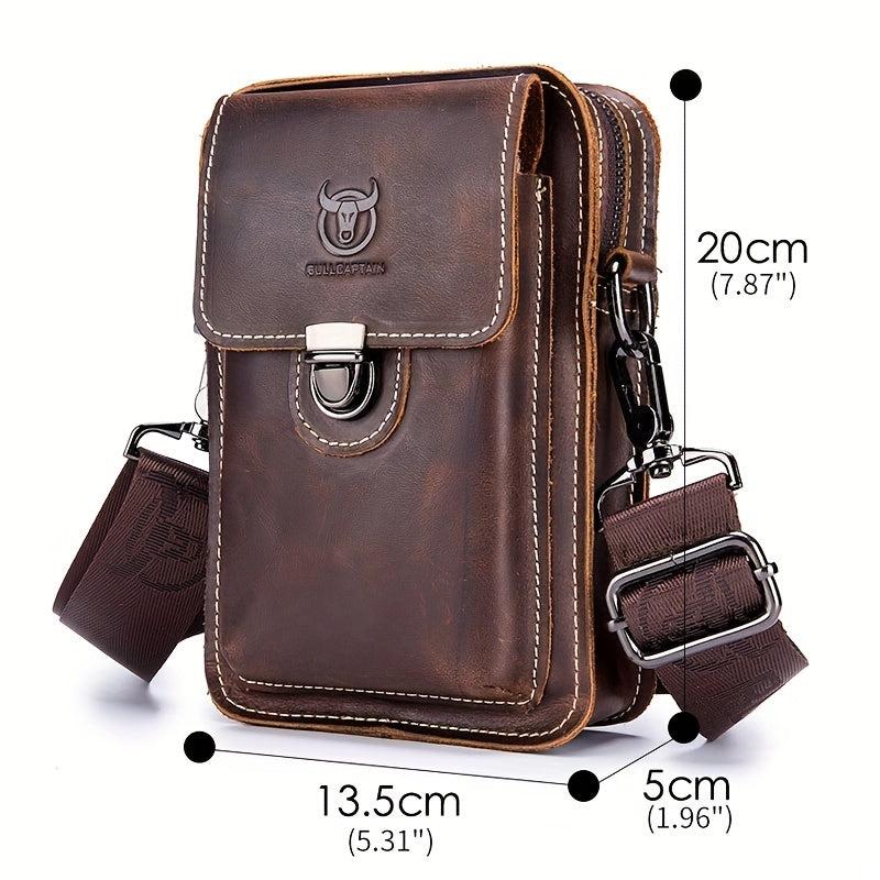 Men's Large Capacity Shoulder Bag Crazy Horse Leather Retro Casual Phone Bag