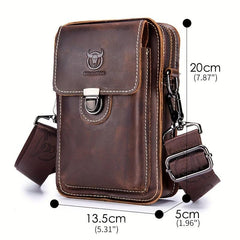 Men's Large Capacity Shoulder Bag Crazy Horse Leather Retro Casual Phone Bag