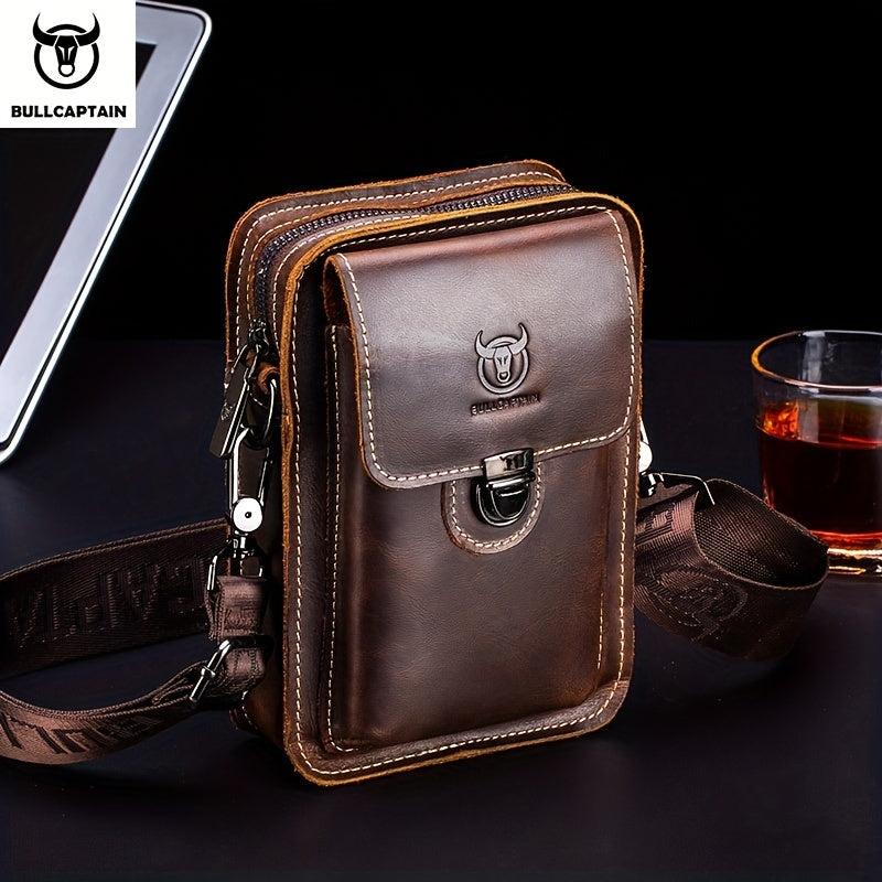 Men's Large Capacity Shoulder Bag Crazy Horse Leather Retro Casual Phone Bag