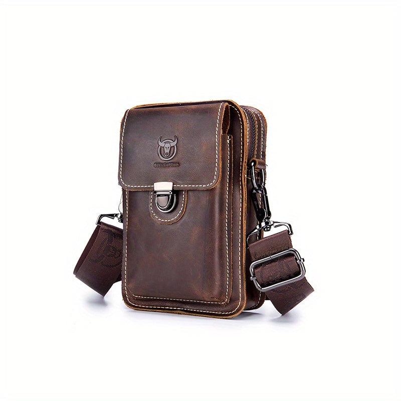 Men's Large Capacity Shoulder Bag Crazy Horse Leather Retro Casual Phone Bag