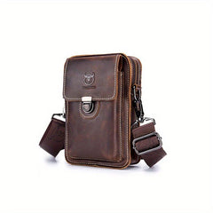 Men's Large Capacity Shoulder Bag Crazy Horse Leather Retro Casual Phone Bag
