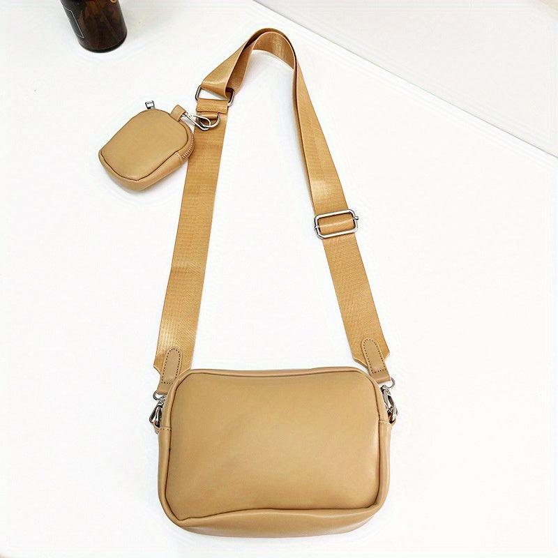 PU Leather Square Crossbody Bag With Coin Purse