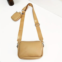 PU Leather Square Crossbody Bag With Coin Purse