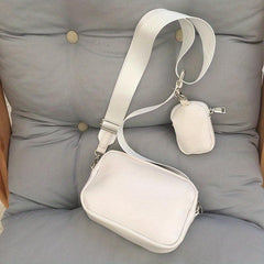 PU Leather Square Crossbody Bag With Coin Purse