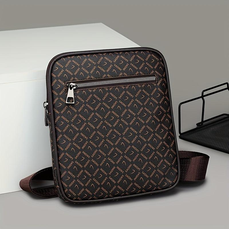 Men's Plaid Crossbody Chest Bag Large Capacity Shoulder Bag