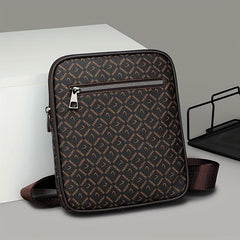 Men's Plaid Crossbody Chest Bag Large Capacity Shoulder Bag
