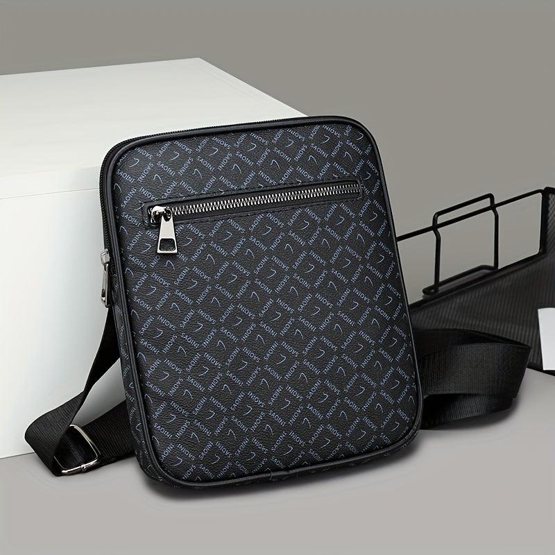 Men's Plaid Crossbody Chest Bag Large Capacity Shoulder Bag