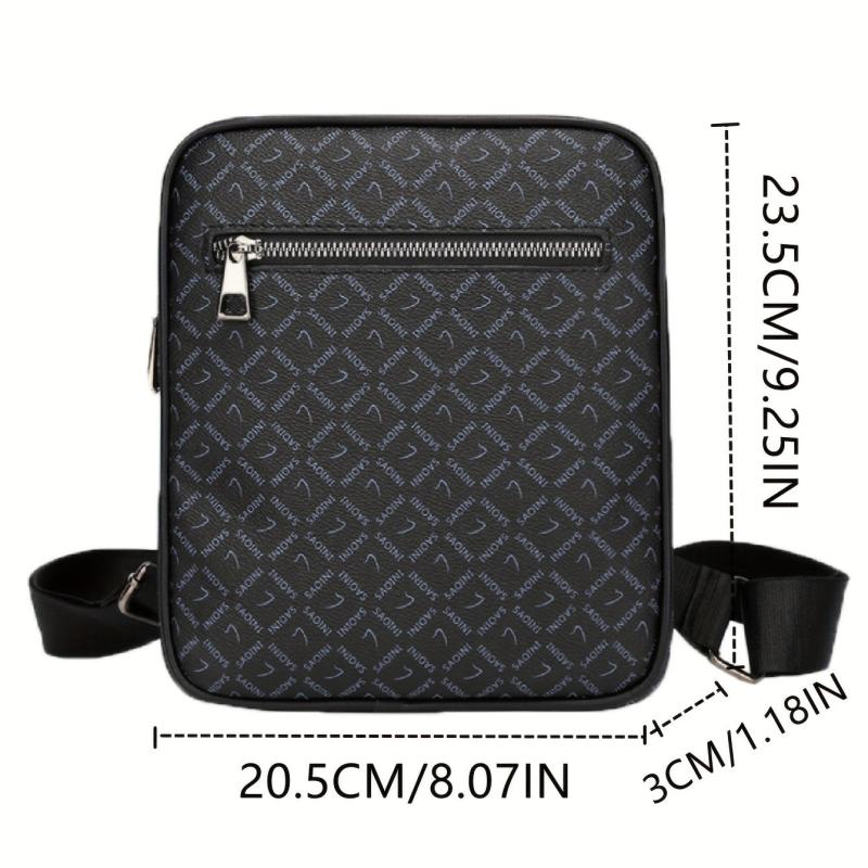Men's Plaid Crossbody Chest Bag Large Capacity Shoulder Bag