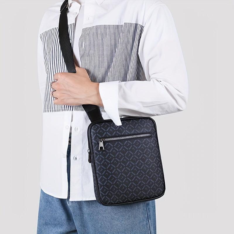 Men's Plaid Crossbody Chest Bag Large Capacity Shoulder Bag