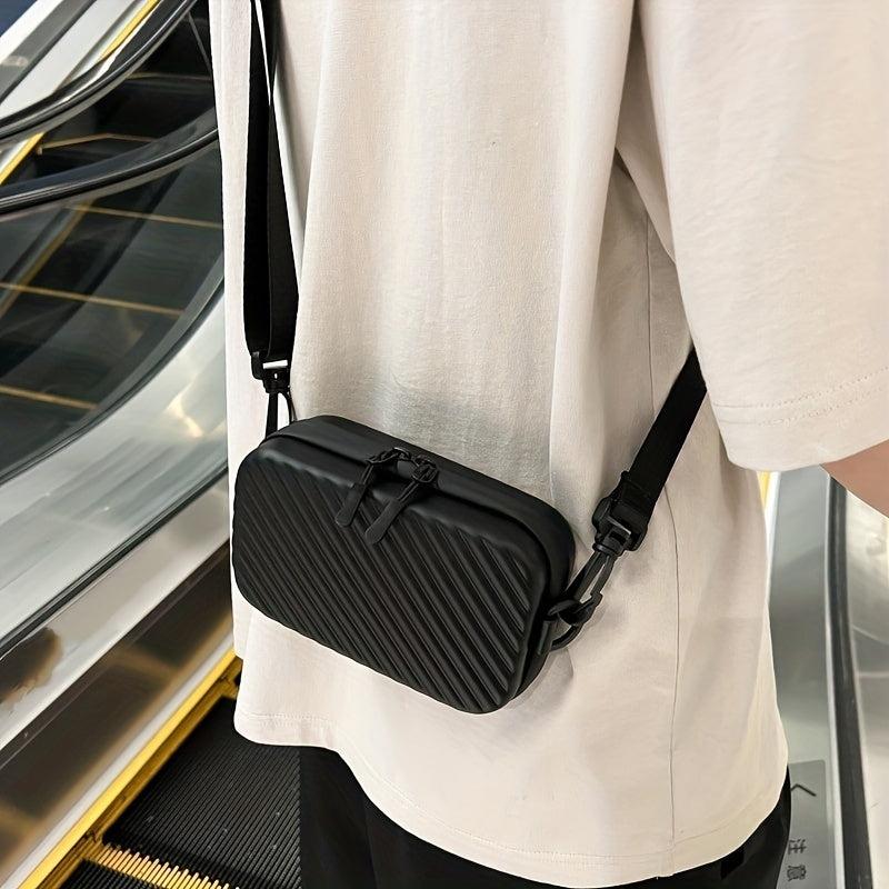 Men's Solid Box Shaped Crossbody Bag with Adjustable Strap