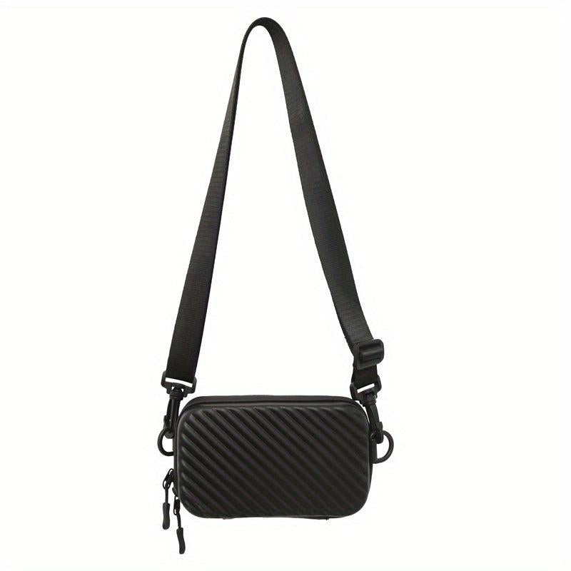 Men's Solid Box Shaped Crossbody Bag with Adjustable Strap