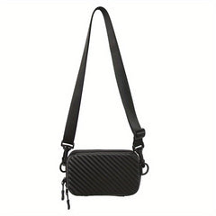 Men's Solid Box Shaped Crossbody Bag with Adjustable Strap