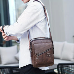 Leather Crossbody Chest Bag Business Sling Messenger Tote Travel Bag