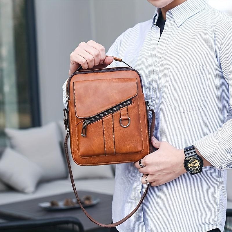 Leather Crossbody Chest Bag Business Sling Messenger Tote Travel Bag