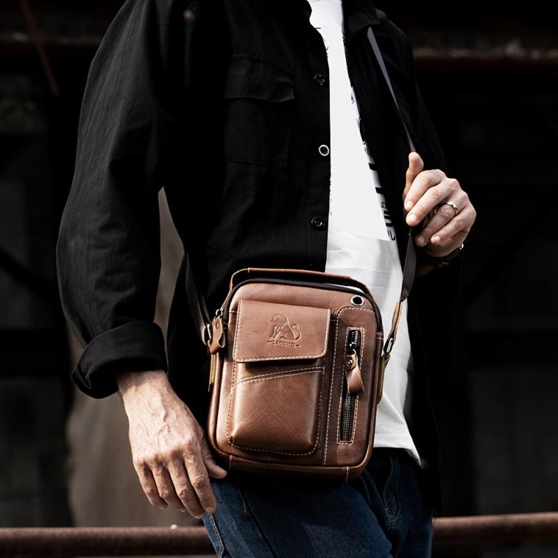 Men's Leather Shoulder Crossbody Bag