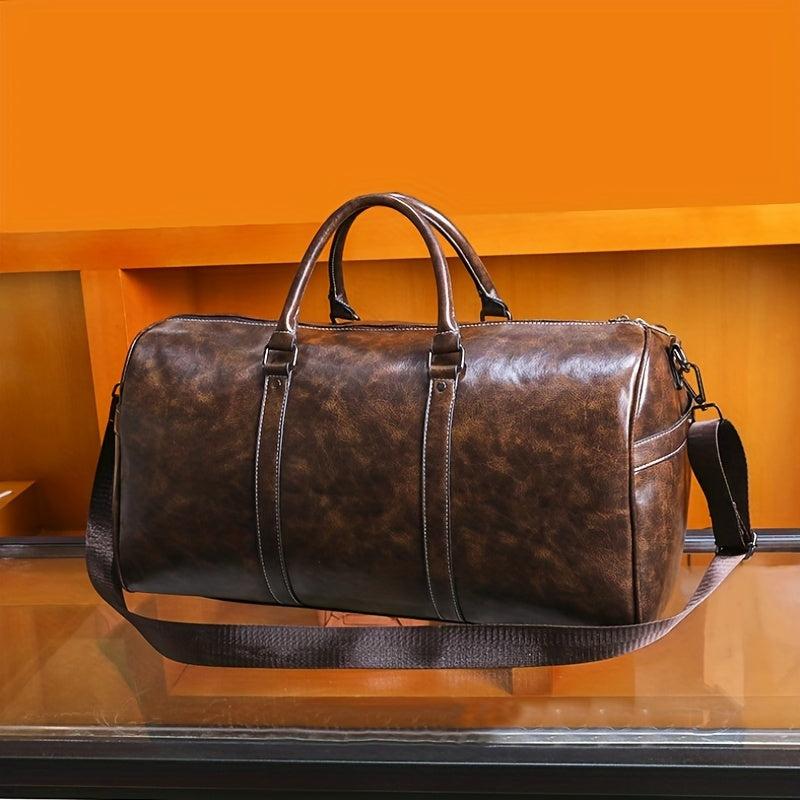 Men Leather Travel Bags Carry On Luggage Duffel Handbag Casual Tote Large