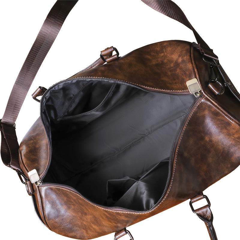 Men Leather Travel Bags Carry On Luggage Duffel Handbag Casual Tote Large