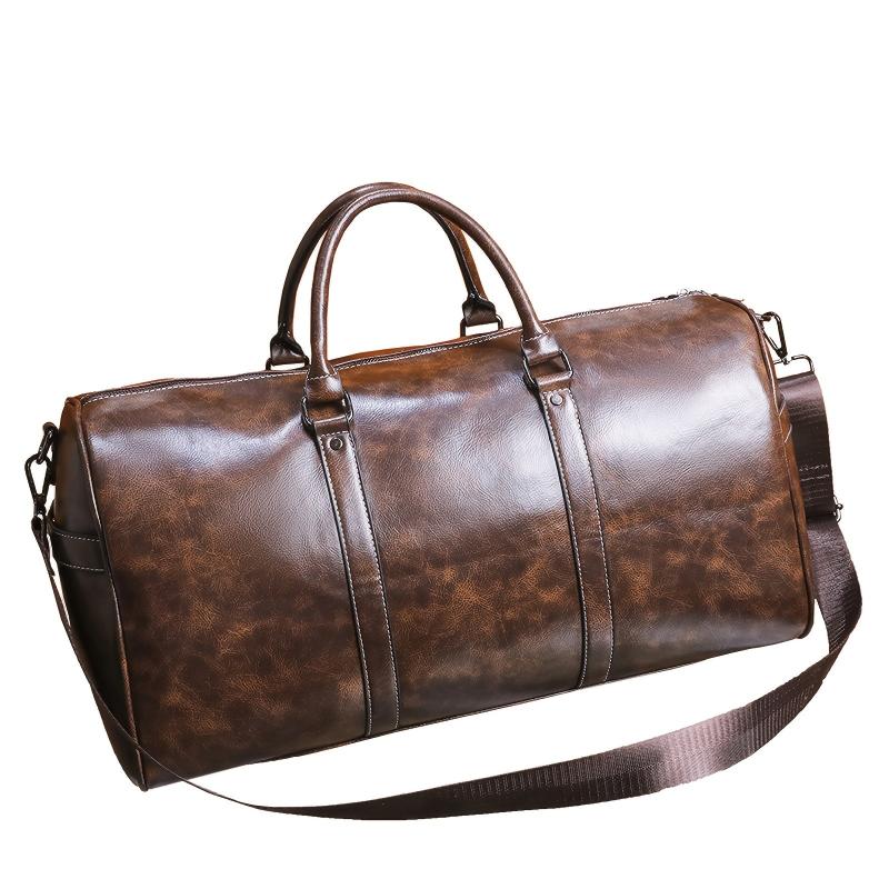 Men Leather Travel Bags Carry On Luggage Duffel Handbag Casual Tote Large
