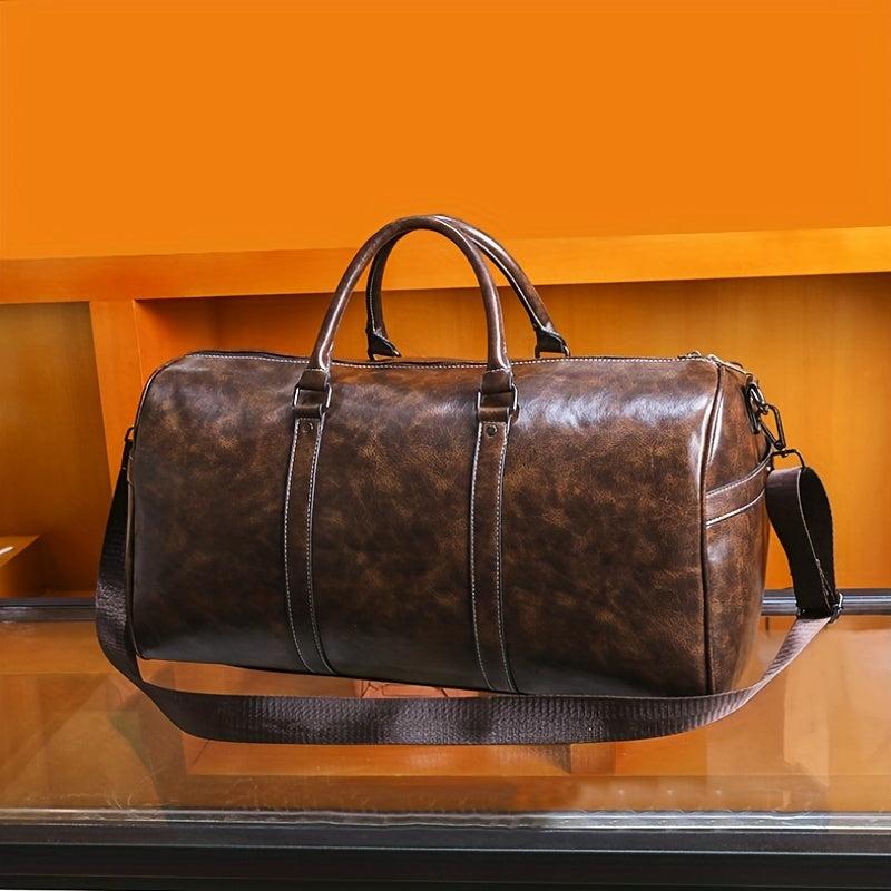 Men Leather Travel Bags Carry On Luggage Duffel Handbag Casual Tote Large