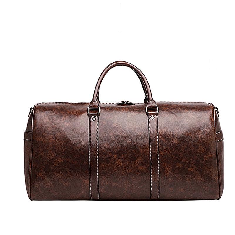 Men Leather Travel Bags Carry On Luggage Duffel Handbag Casual Tote Large