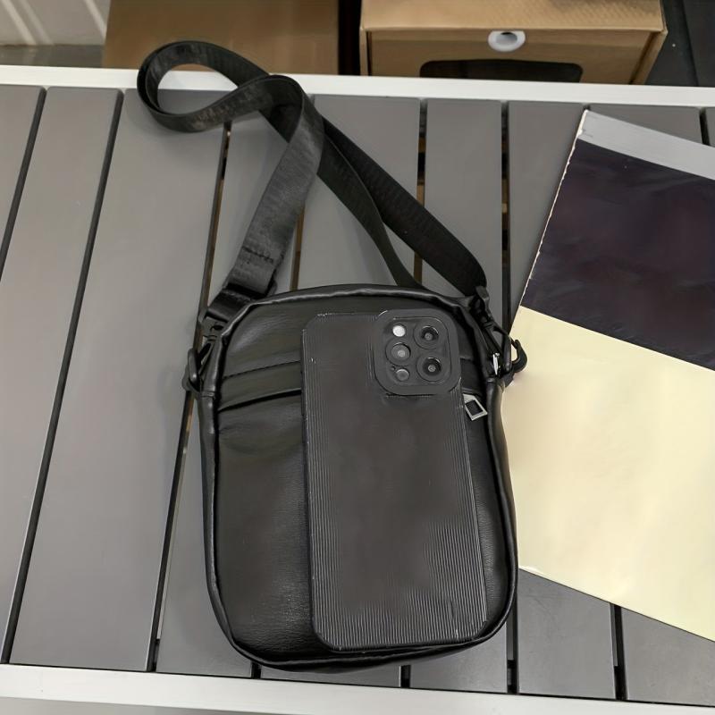 Men's PU Leather Square Crossbody Bag