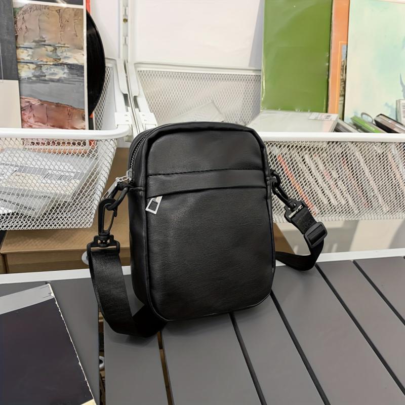 Men's PU Leather Square Crossbody Bag