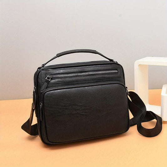 Men's Leather Crossbody Bag Large Capacity Satchel Shoulder Bag