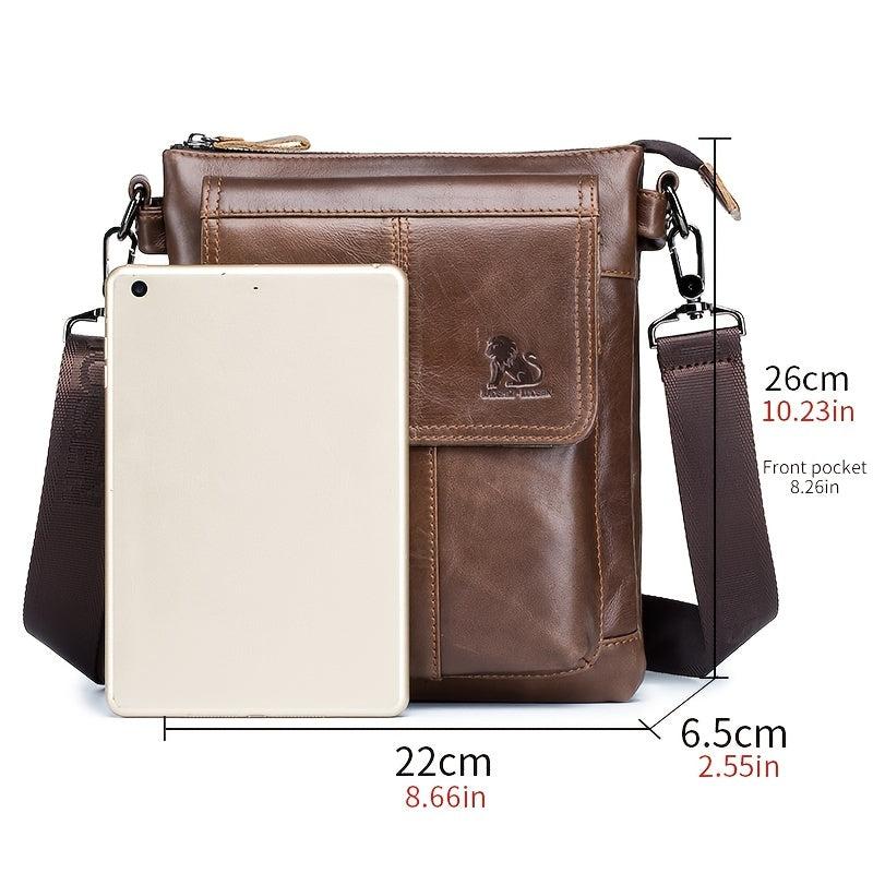 Men's Leather Messenger Bag Retro Large Capacity Shoulder Bag