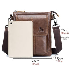 Men's Leather Messenger Bag Retro Large Capacity Shoulder Bag