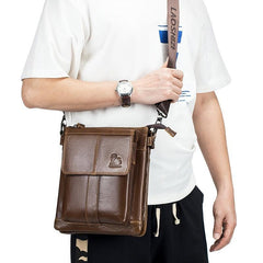 Men's Leather Messenger Bag Retro Large Capacity Shoulder Bag