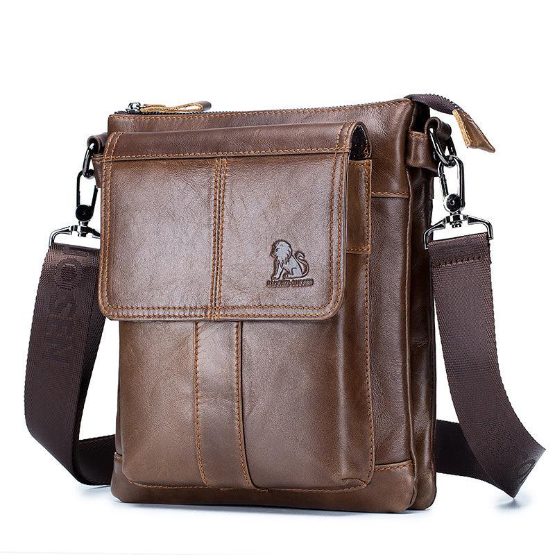 Men's Leather Messenger Bag Retro Large Capacity Shoulder Bag