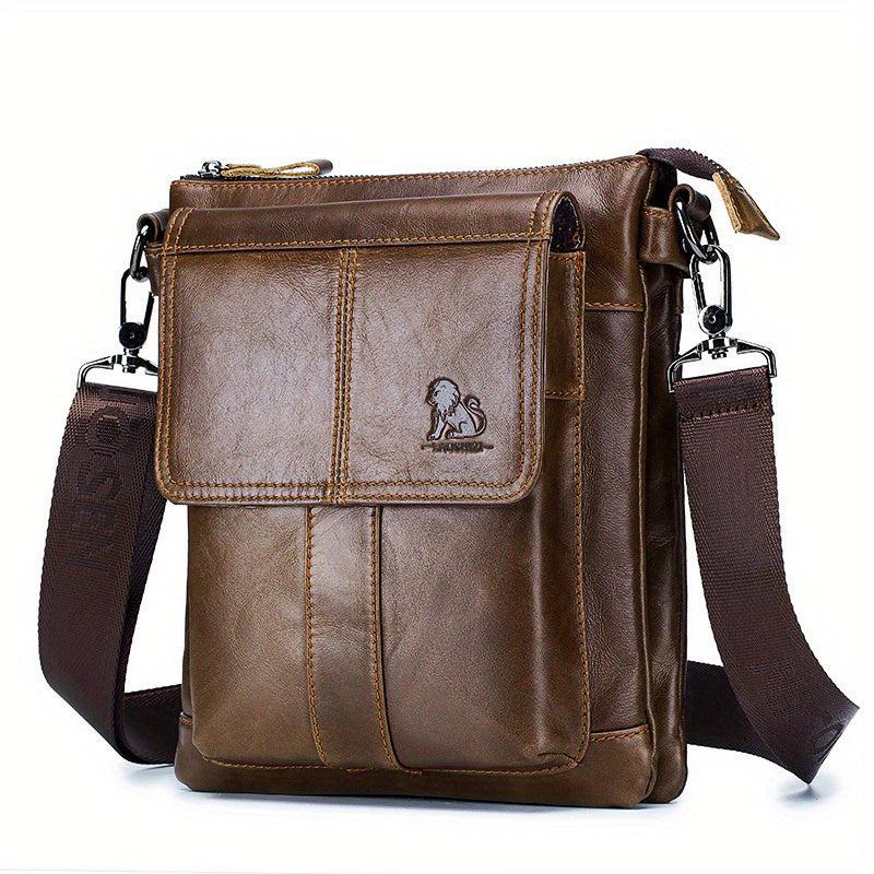 Men's Leather Messenger Bag Retro Large Capacity Shoulder Bag