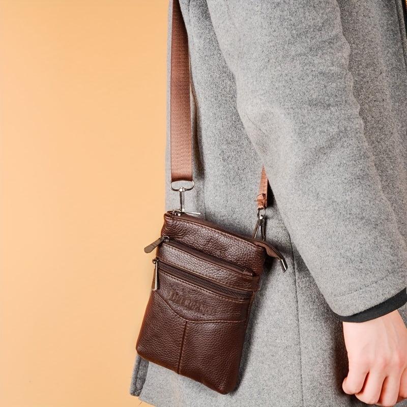 Men's Top Cowhide Waist Bag Business Casual Crossbody