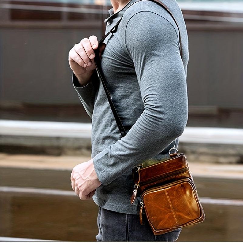 Men's Vintage Leather Messenger Bag Crossbody Briefcase