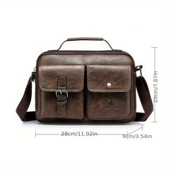 Men's PU Leather Messenger Bag Small Handbag with Pockets