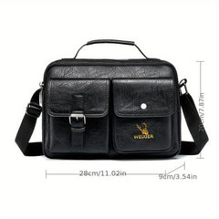 Men's PU Leather Messenger Bag Small Handbag with Pockets
