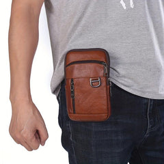 Men's Waist Bag With Shoulder Strap Large Capacity Zipper Coin Purse Portable