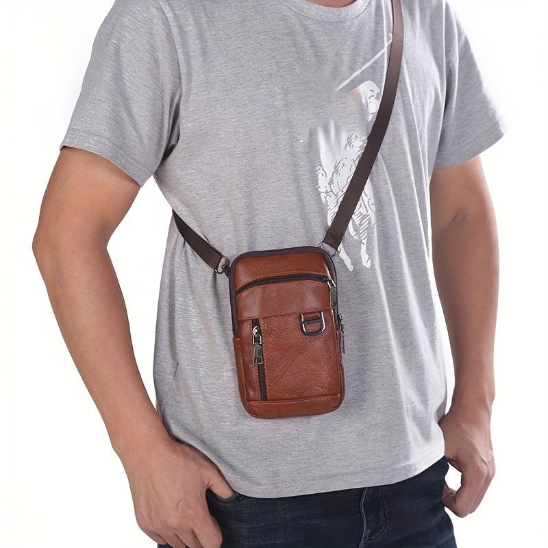 Men's Waist Bag With Shoulder Strap Large Capacity Zipper Coin Purse Portable