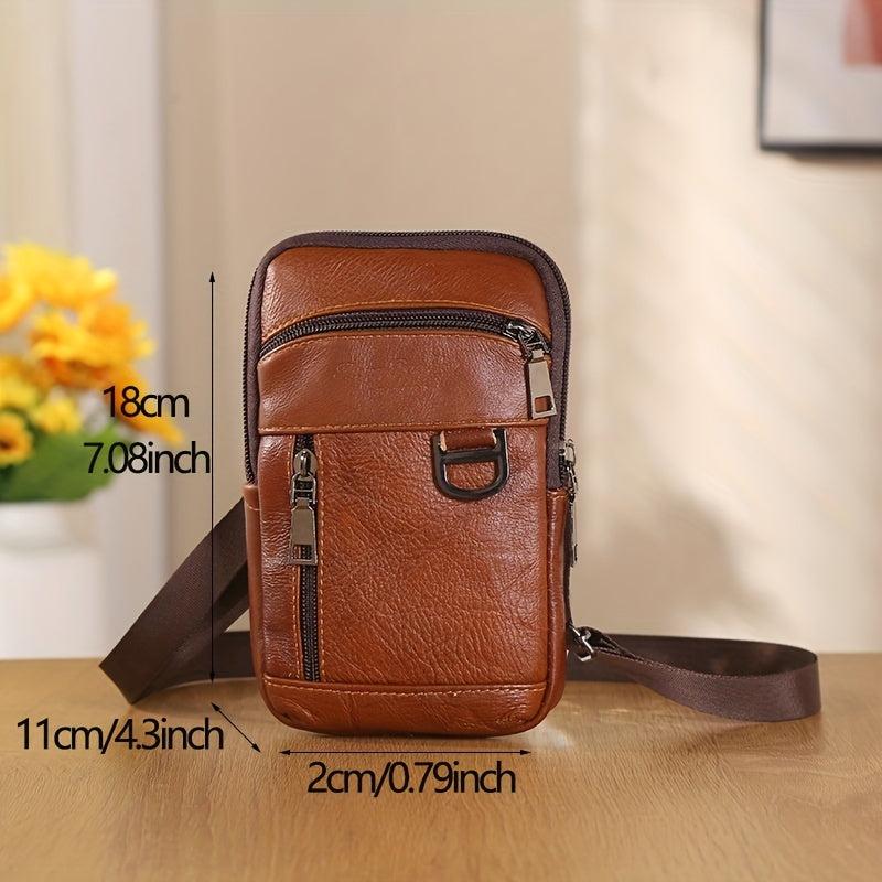 Men's Waist Bag With Shoulder Strap Large Capacity Zipper Coin Purse Portable