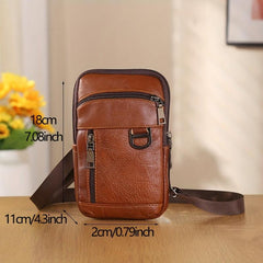 Men's Waist Bag With Shoulder Strap Large Capacity Zipper Coin Purse Portable