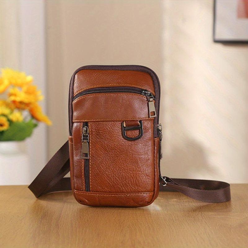 Men's Waist Bag With Shoulder Strap Large Capacity Zipper Coin Purse Portable