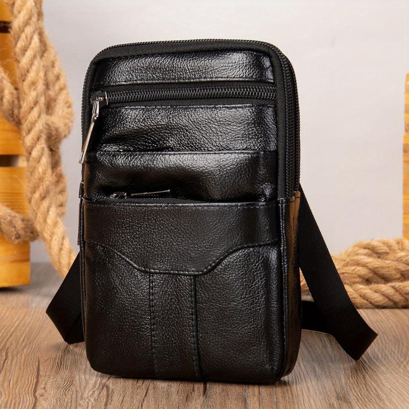 Men's Leather Shoulder Bag Crossbody Waist Travel Bag