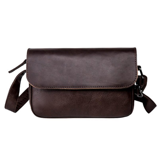 Men's Leather Shoulder Bag Crossbody Street Style Messenger Flap Handbag